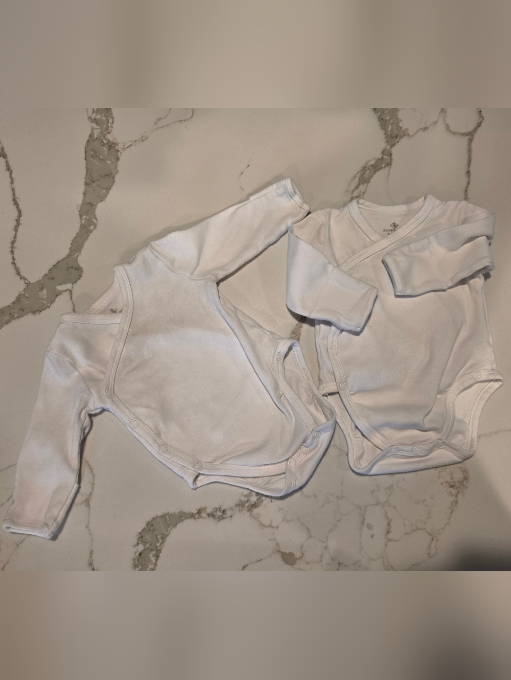 Goobie Baby White Long-Sleeve Kimono One-Piece Bodysuit (2-Pack)